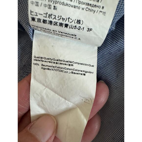 Boss HUGO Boss Men's Short Sleeve Button-Down Shirt Slim Fit Blue Medium - Picture 7 of 10